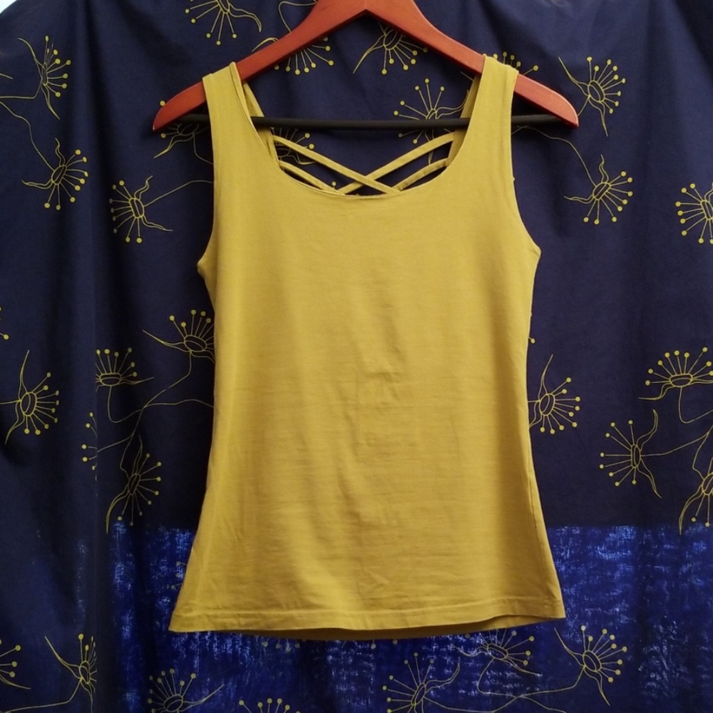 Synery olive strappy top organic cotton
